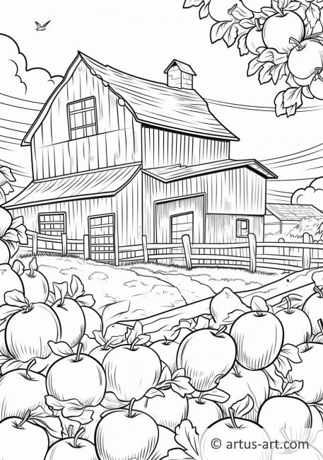 Pagina da colorare della fattoria di mele